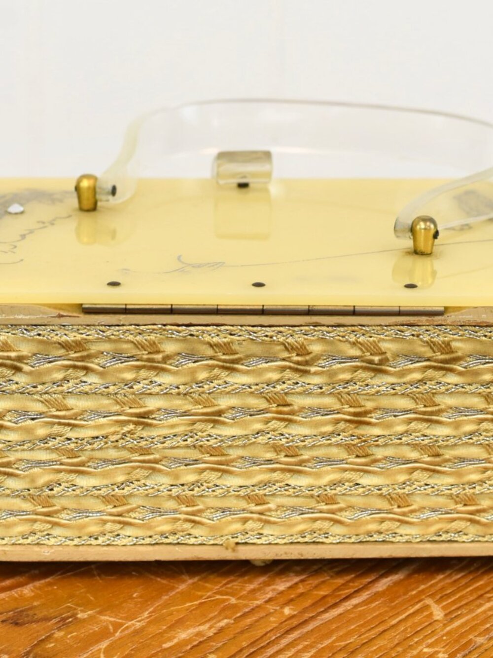 Vintage 1950s Lucite French Poodle Rhinestone Miami Hand Painted Box Purse - Picture 10 of 16